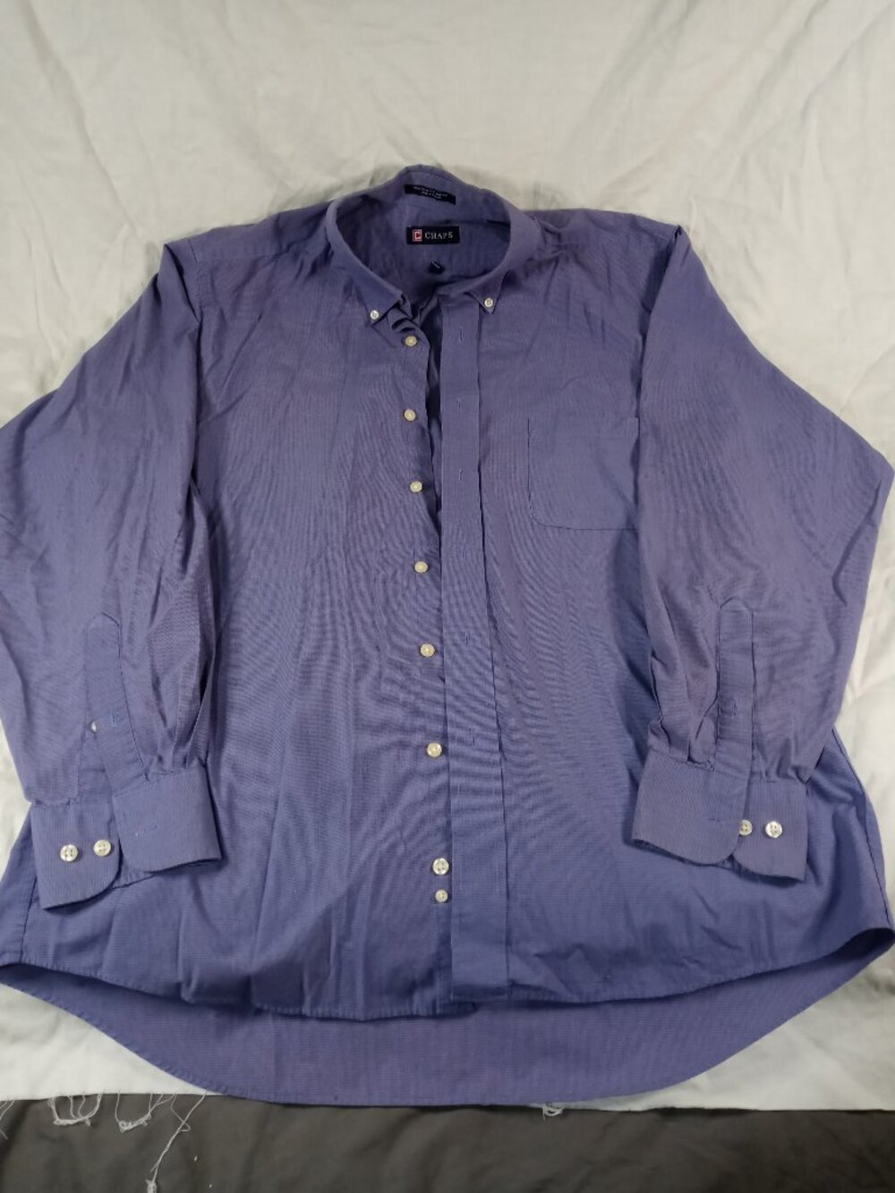 Chaps Men Size L Purple Button Up Long Sleeve Collar Casual Shirt in Good Cond